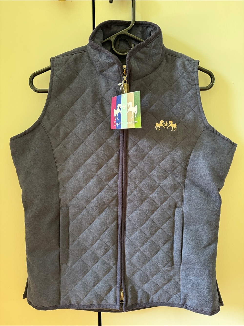 Quilted Stand-Collar Fleece Vest - Blue NWT